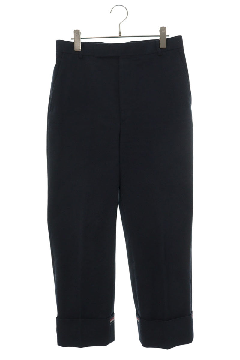 THOM BROWNE Navy Cotton Roll-Up Trousers Size 0