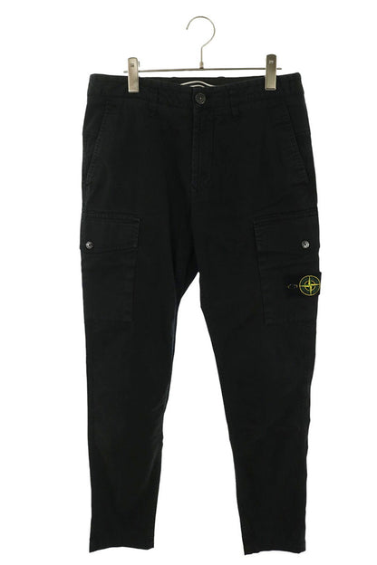 STONEISLAND Patch Logo Cotton Cargo Pants Black Size 30