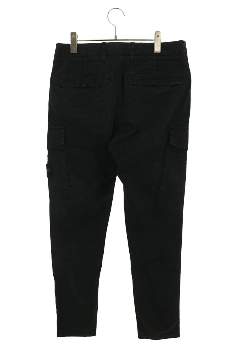 STONEISLAND Patch Logo Cotton Cargo Pants Black Size 30