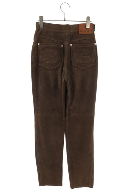 GUCCI Brown Leather Pants Size 40