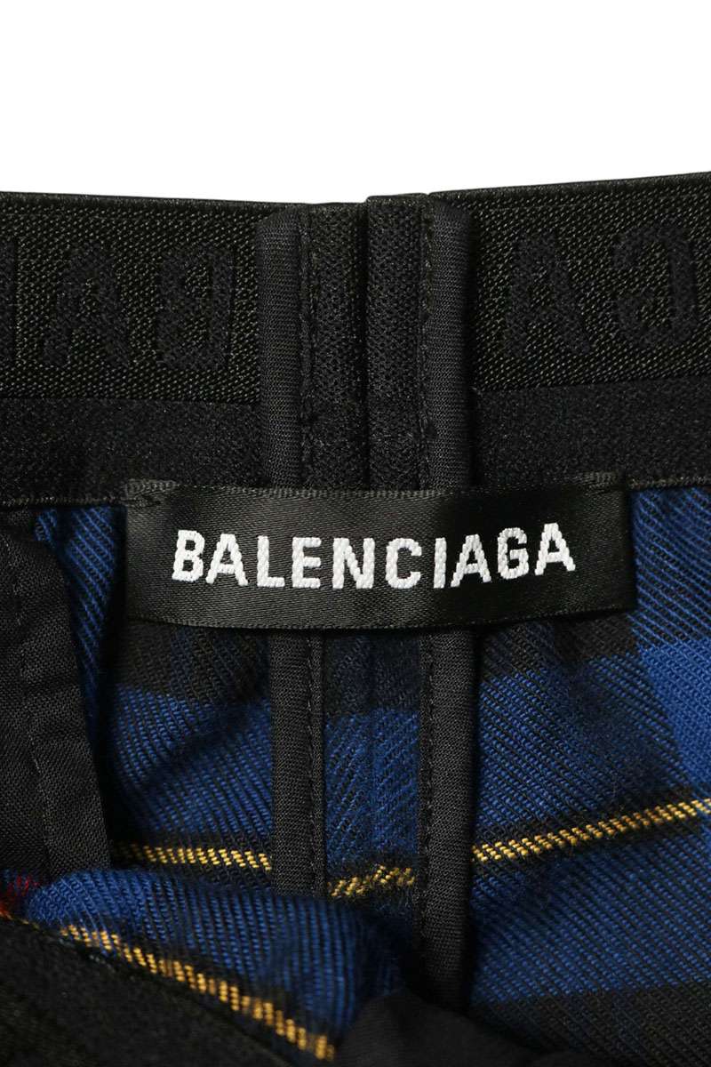 BALENCIAGA Blue Check Flannel Pants Size 44