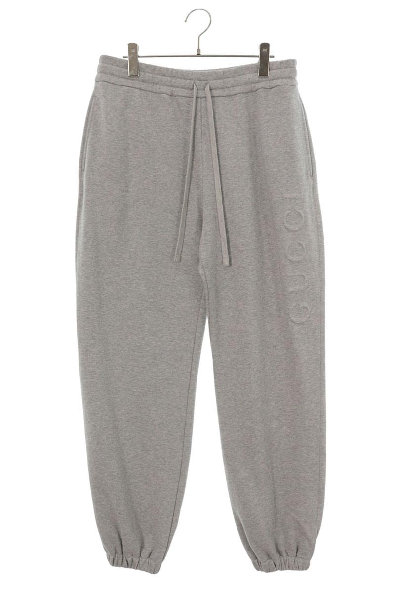 GUCCI Gray Logo Embossed Easy Sweatpants Size L