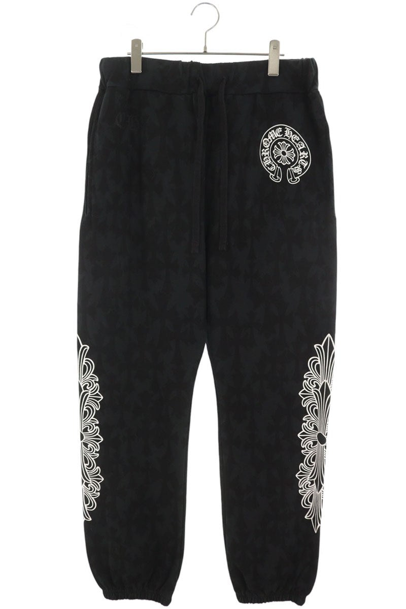 Chrome Hearts Cemetery Cross Print Sweat Pants Black Size L