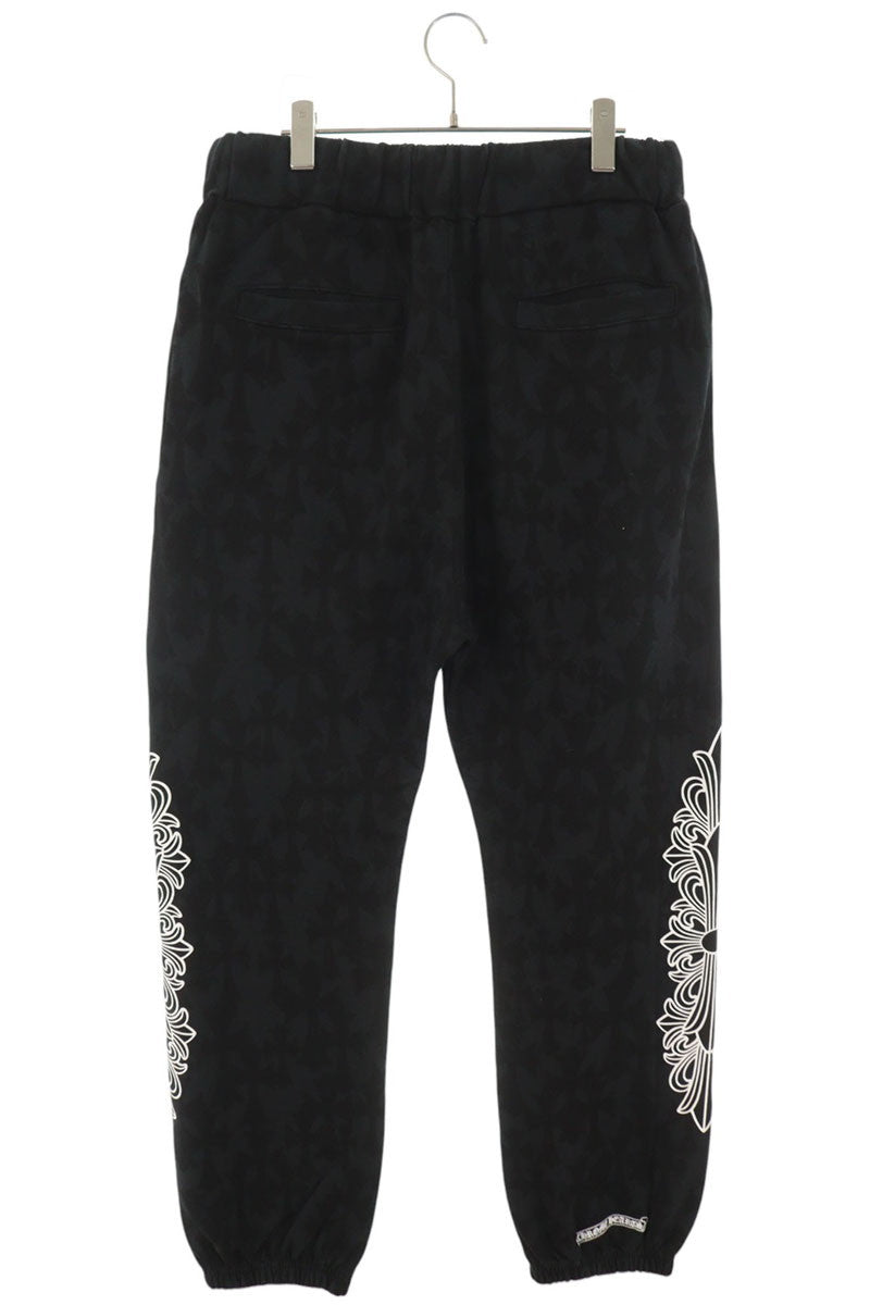 Chrome Hearts Cemetery Cross Print Sweat Pants Black Size L