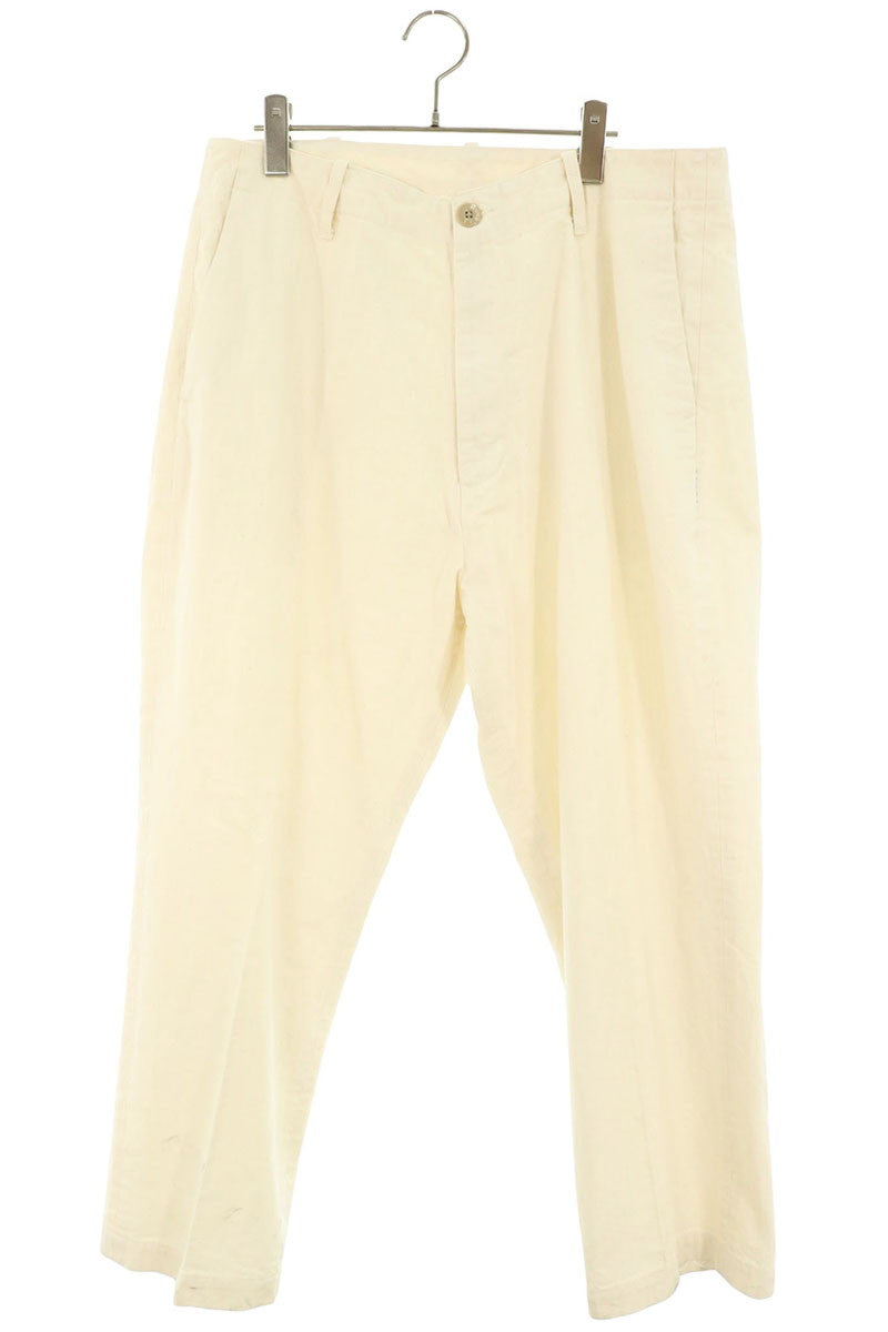 SEQUEL 26SS White Cotton Herringbone Pants Size L