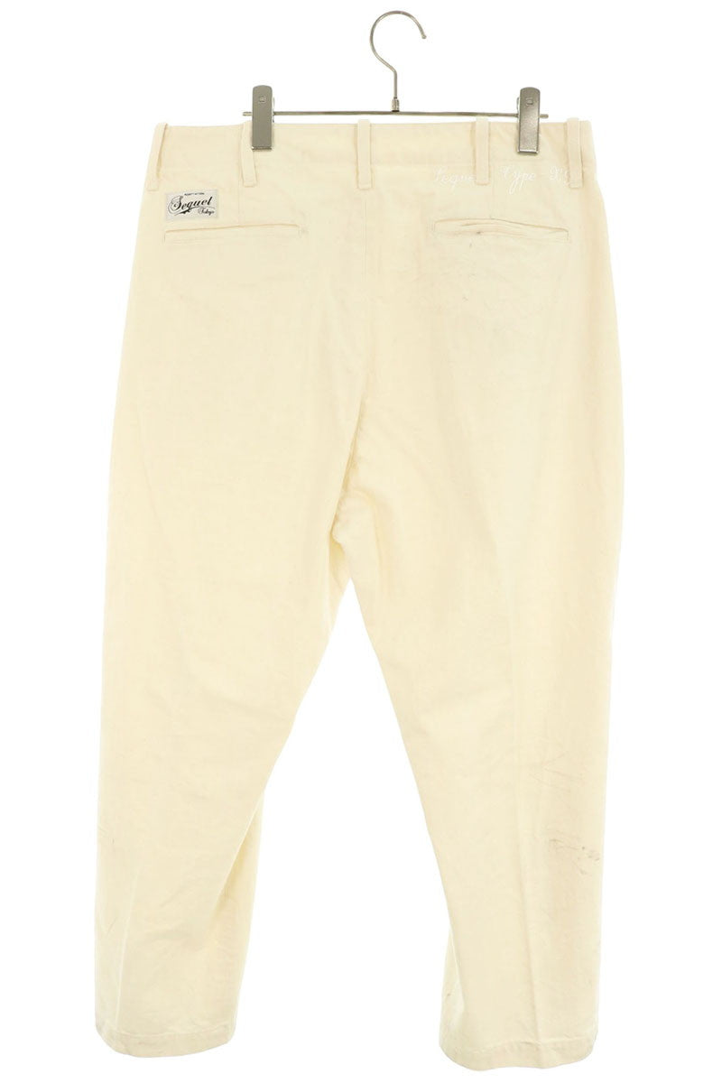 SEQUEL 26SS White Cotton Herringbone Pants Size L