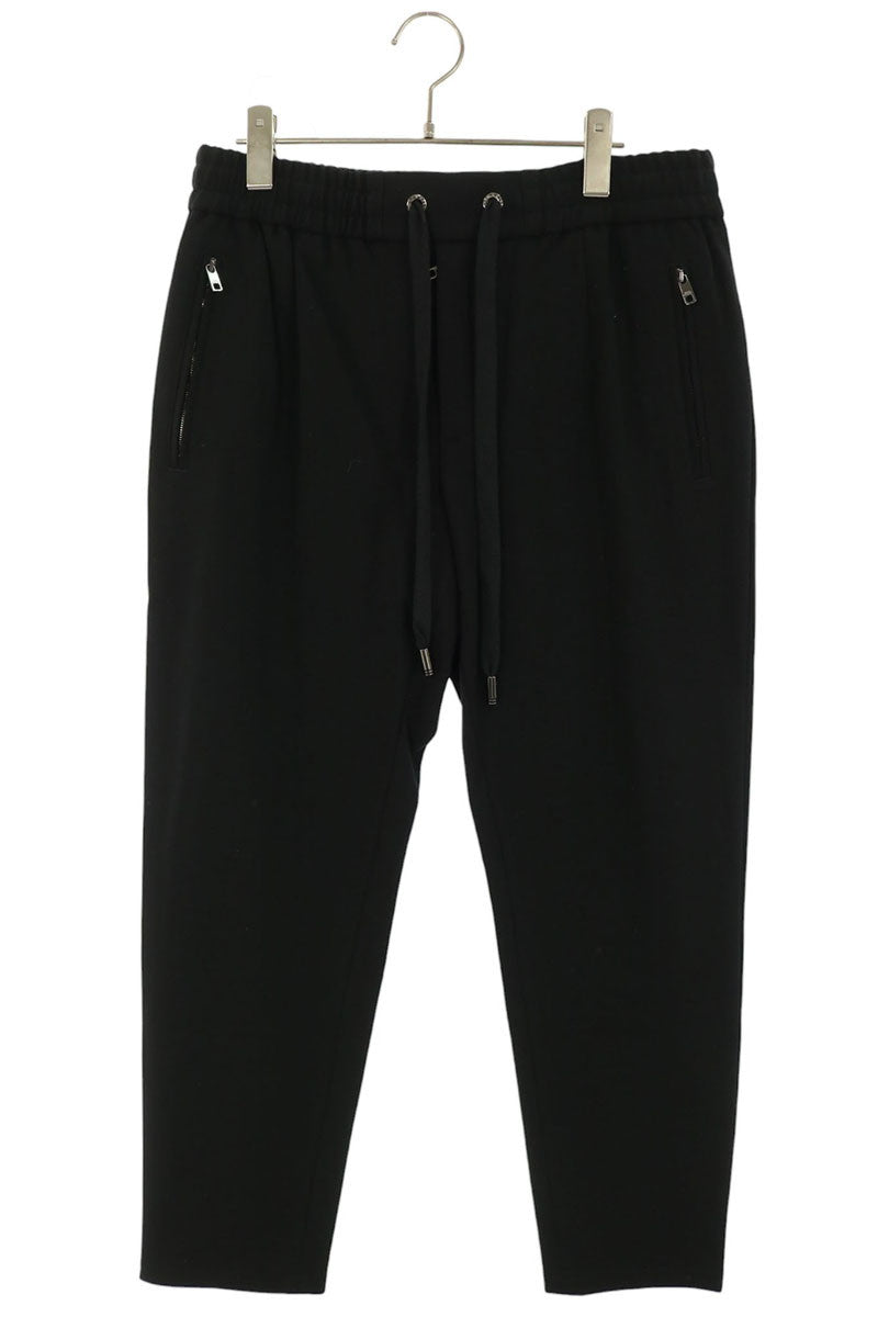 DOLCE & GABBANA Black Logo Embroidered Sweatpants Size 48