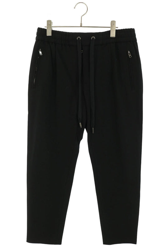 DOLCE & GABBANA Black Logo Embroidered Sweatpants Size 48
