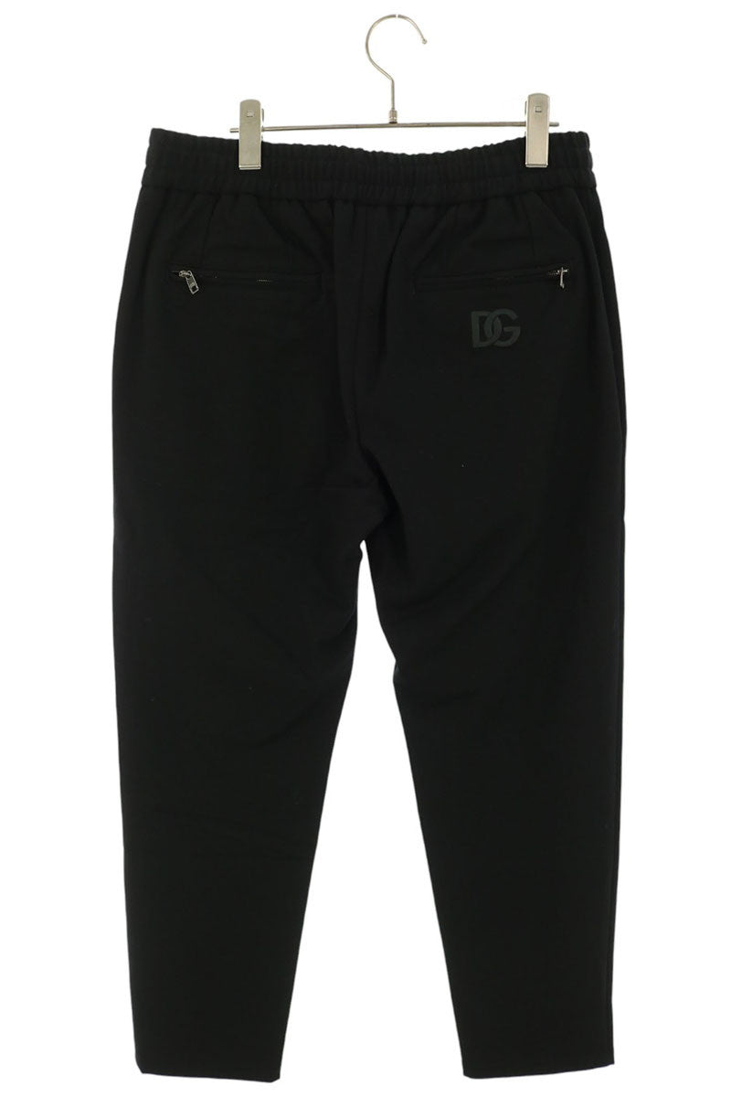 DOLCE & GABBANA Black Logo Embroidered Sweatpants Size 48