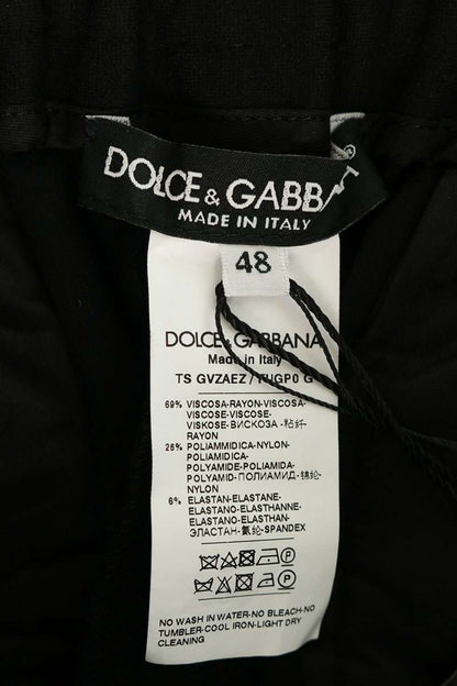 DOLCE & GABBANA Black Logo Embroidered Sweatpants Size 48