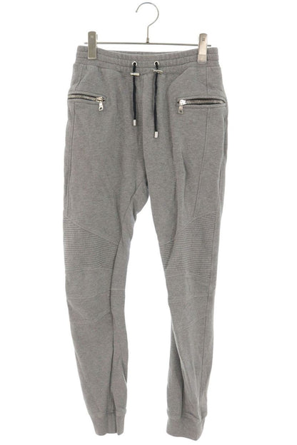 BALMAIN Biker Zip Cotton Sweatpants Gray Size XS