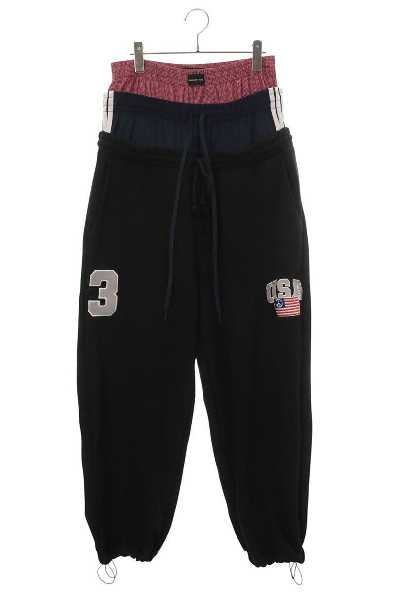 PROJECT GR 3 Layered Cotton Blend Sweatpants Black Size 1