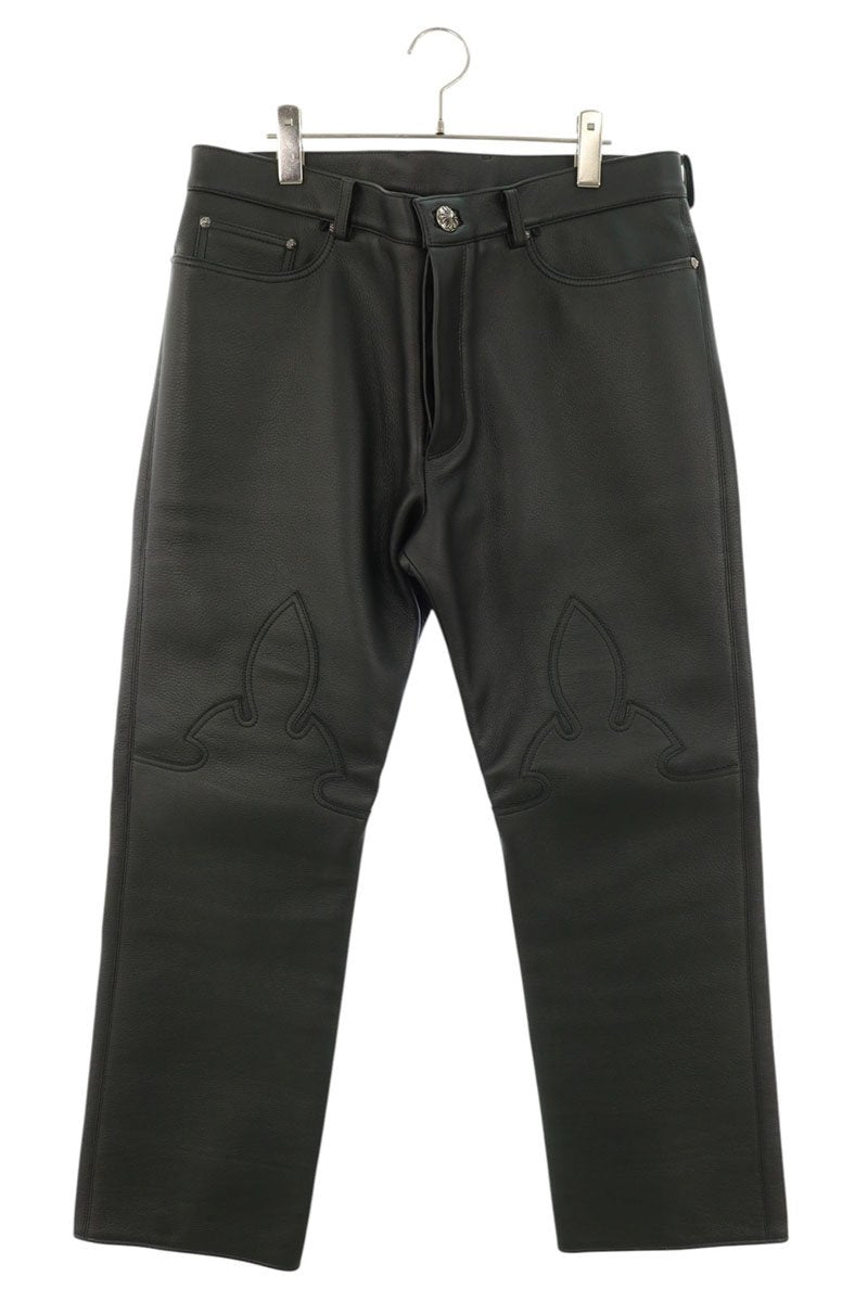 Chrome Hearts LTHR Cross Ball Button Leather Pants Size 36