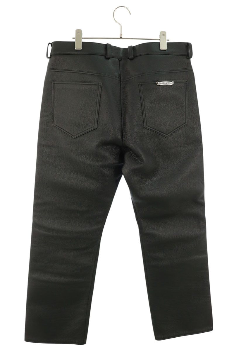 Chrome Hearts LTHR Cross Ball Button Leather Pants Size 36