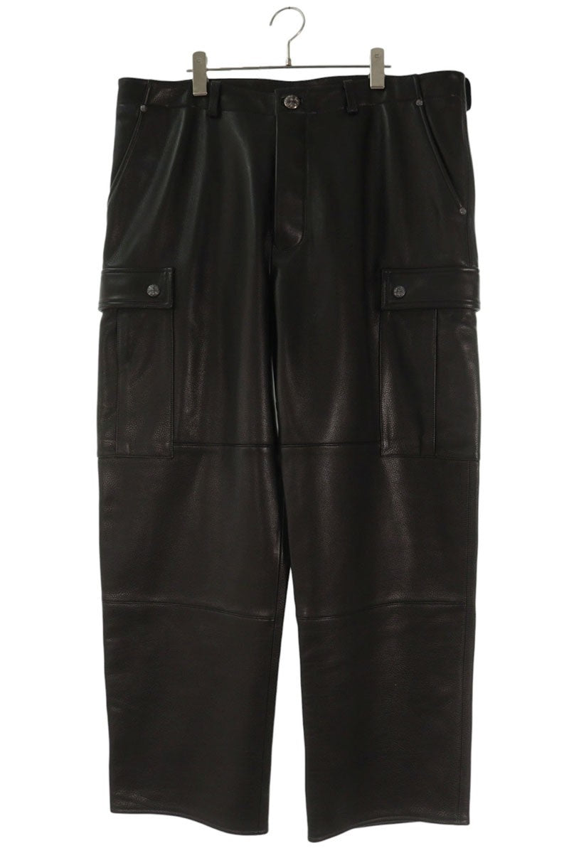Chrome Hearts DEVIL DOG LTHR Cross Pants Black Size 38