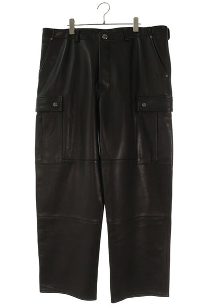 Chrome Hearts DEVIL DOG LTHR Cross Pants Black Size 38