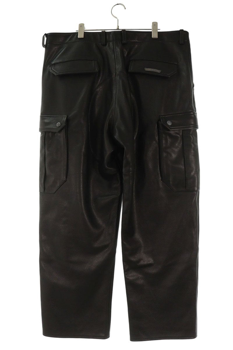 Chrome Hearts DEVIL DOG LTHR Cross Pants Black Size 38