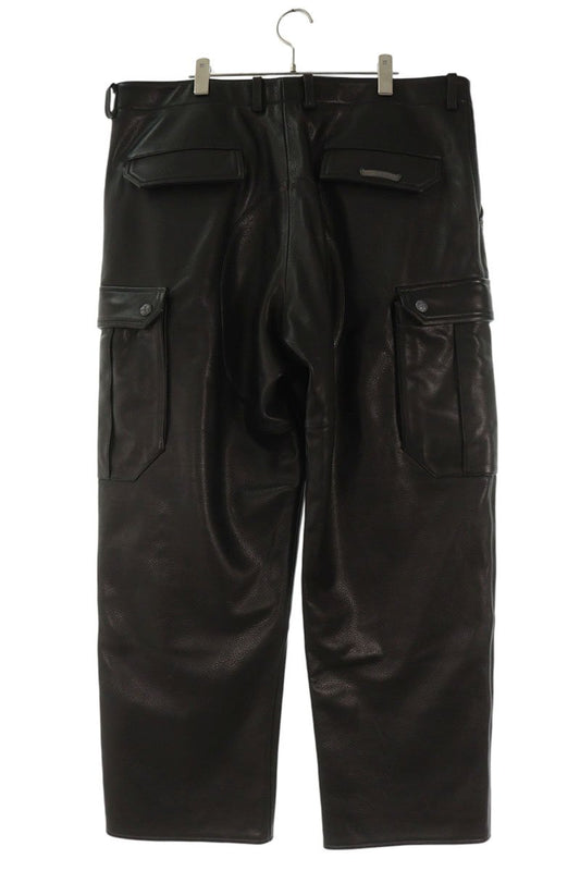 Chrome Hearts DEVIL DOG LTHR Cross Pants Black Size 38