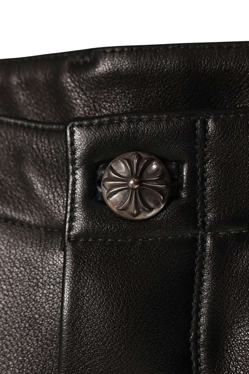 Chrome Hearts DEVIL DOG LTHR Cross Pants Black Size 38