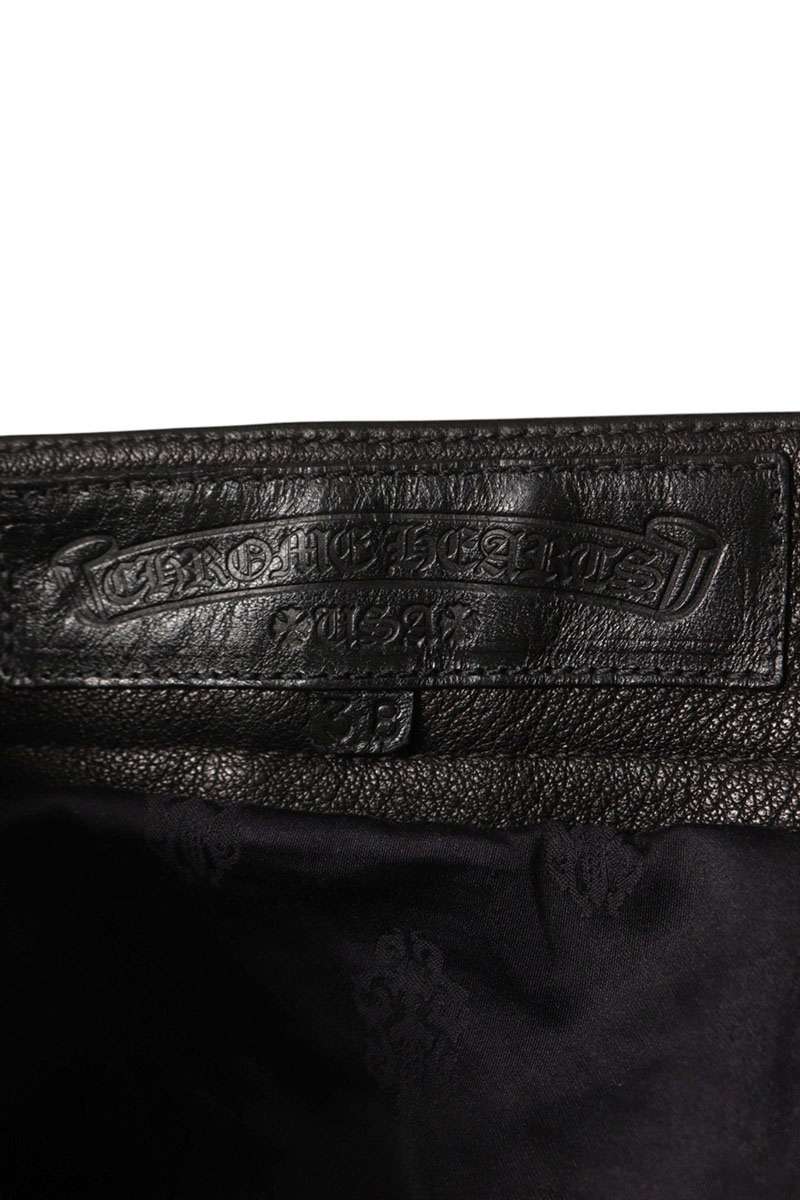 Chrome Hearts DEVIL DOG LTHR Cross Pants Black Size 38