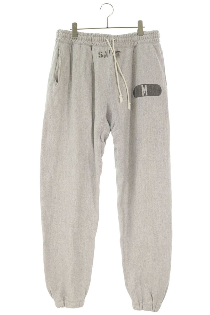 SAINT MICHAEL Logo Paint Cotton Blend Pants Gray Size L