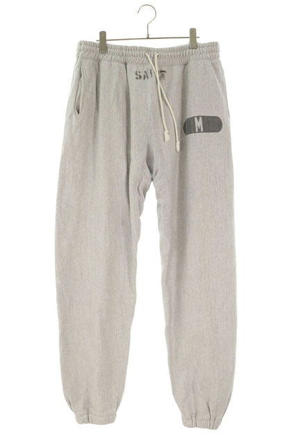 SAINT MICHAEL Logo Paint Cotton Blend Pants Gray Size L