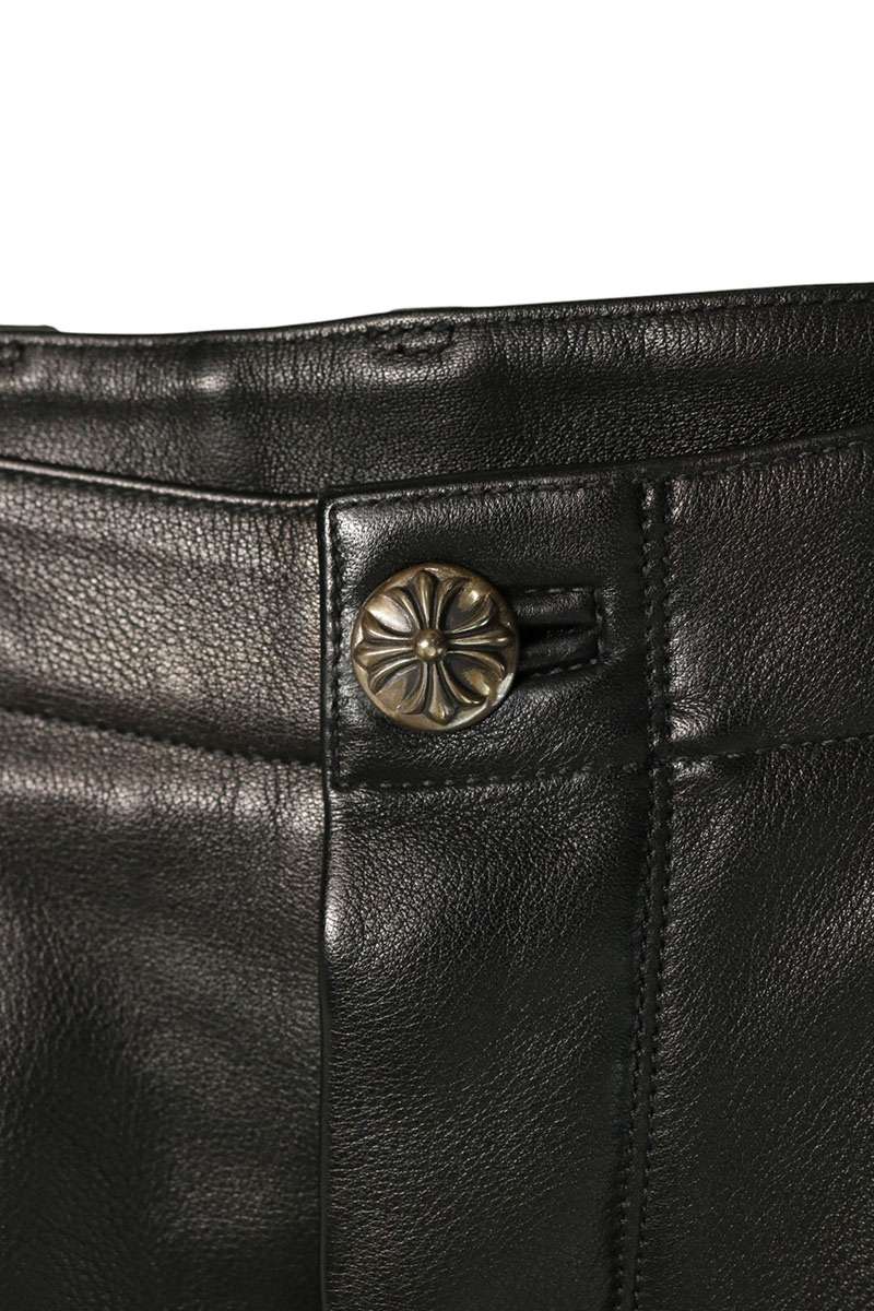 Chrome Hearts Devil Dog Leather Cross Button Pants Size 33