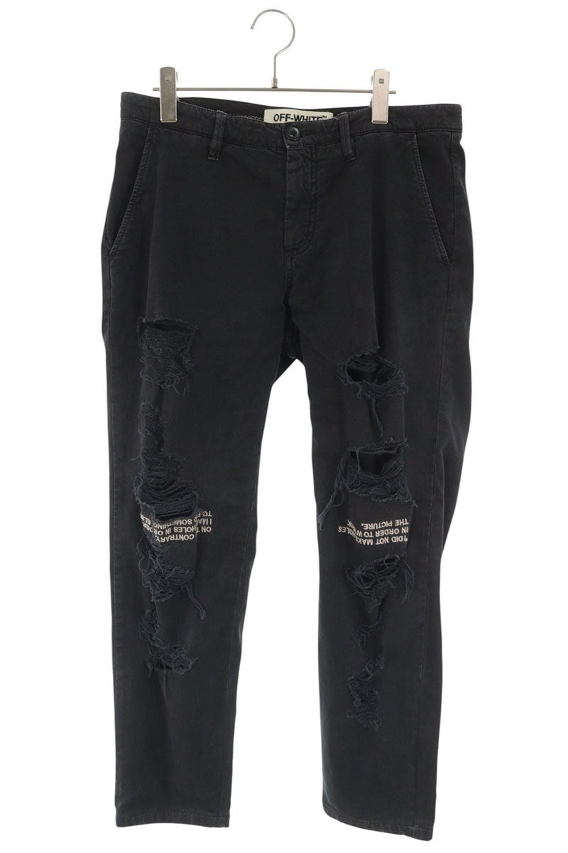 OFF-WHITE Distressed Pants Black Size 32