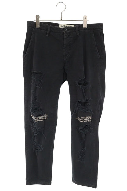 OFF-WHITE Distressed Pants Black Size 32