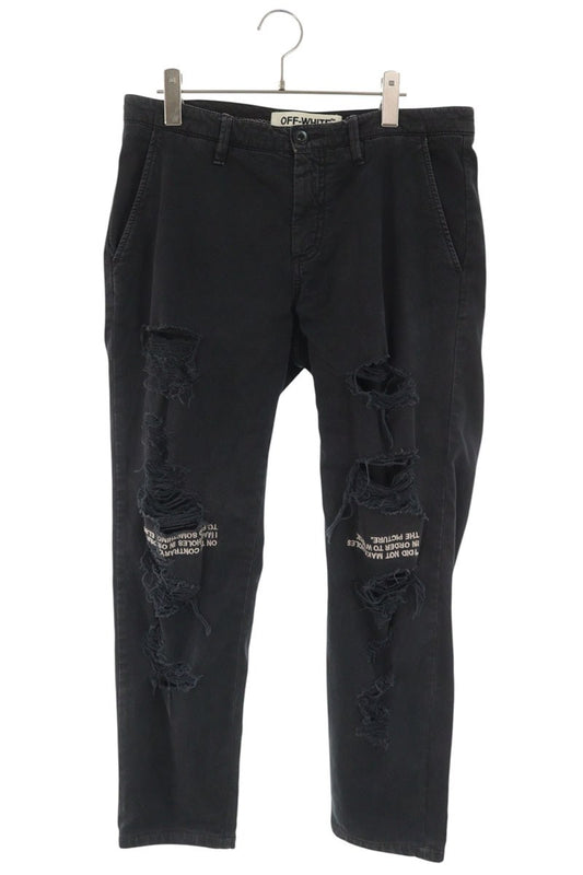 OFF-WHITE Distressed Pants Black Size 32