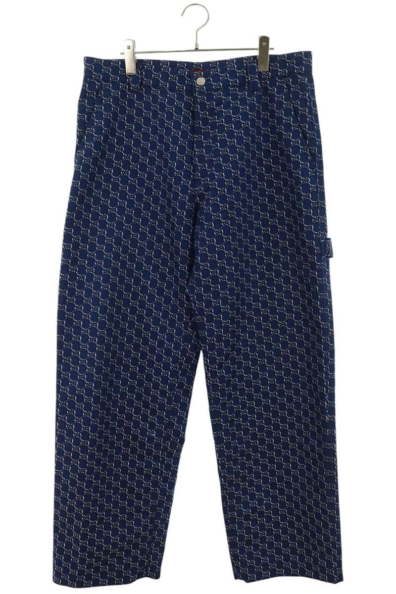 GUCCI GG Cotton Jacquard Pants Blue Size 50