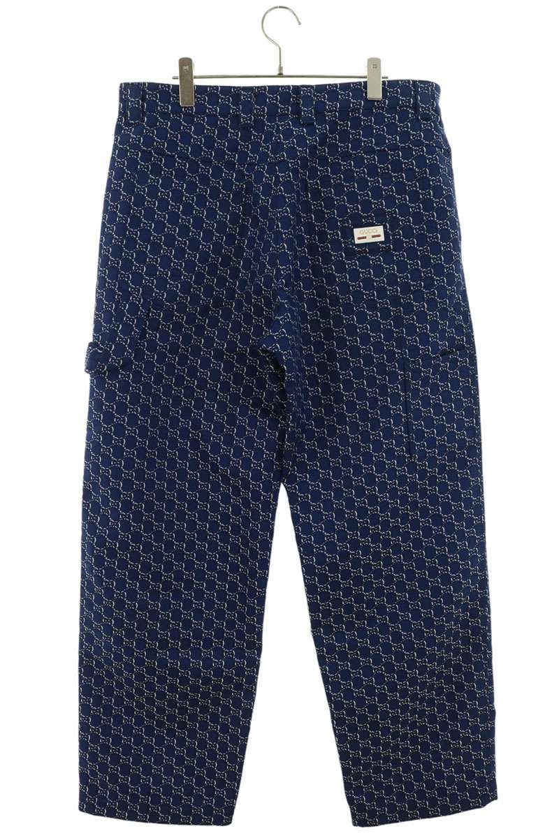 GUCCI GG Cotton Jacquard Pants Blue Size 50
