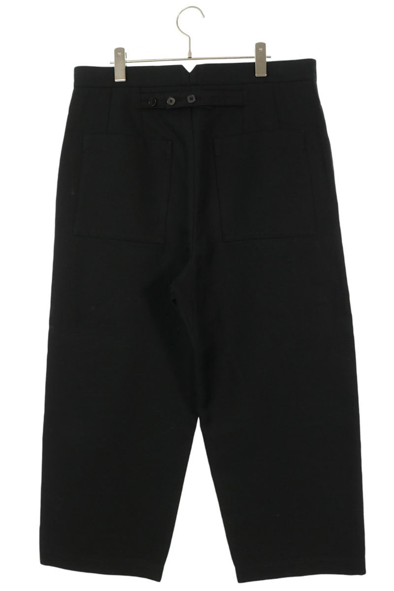 JILSANDER Cropped Back Button Wide Pants Black Size 48