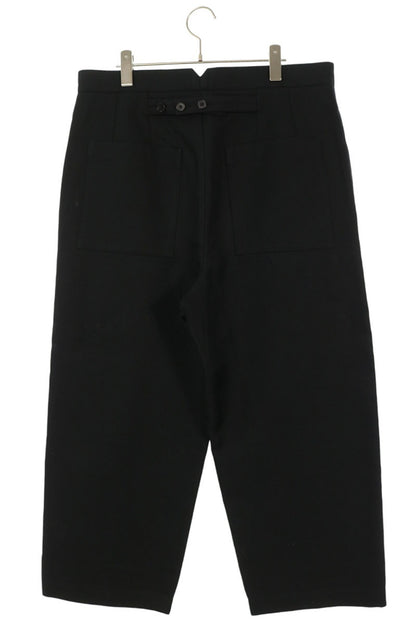 JILSANDER Cropped Back Button Wide Pants Black Size 48