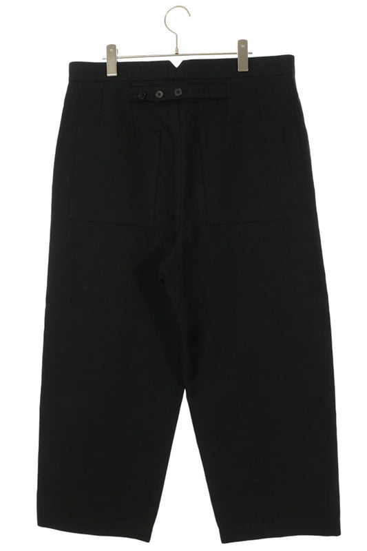 JILSANDER Cropped Back Button Wide Pants Black Size 48