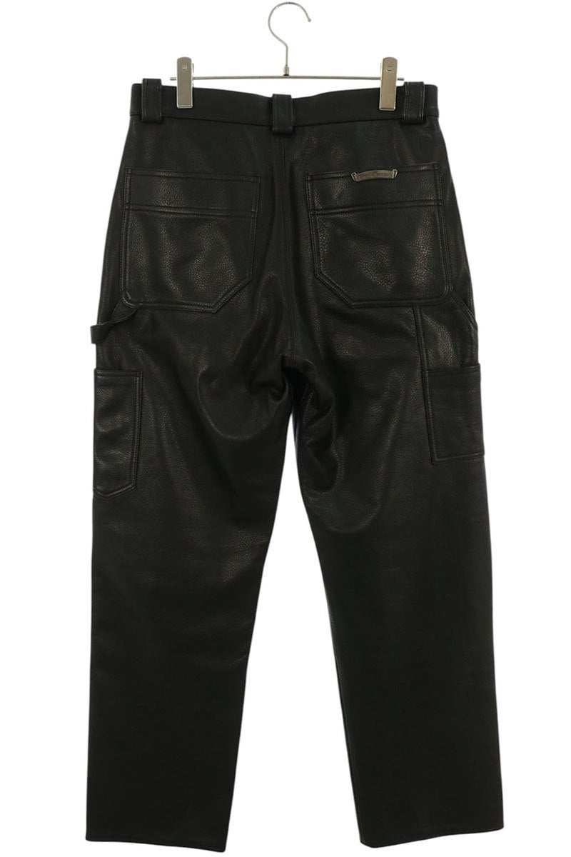 Chrome Hearts Leather Flare Pants Button Black Size 30