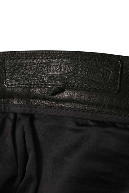 Chrome Hearts Leather Flare Pants Button Black Size 30