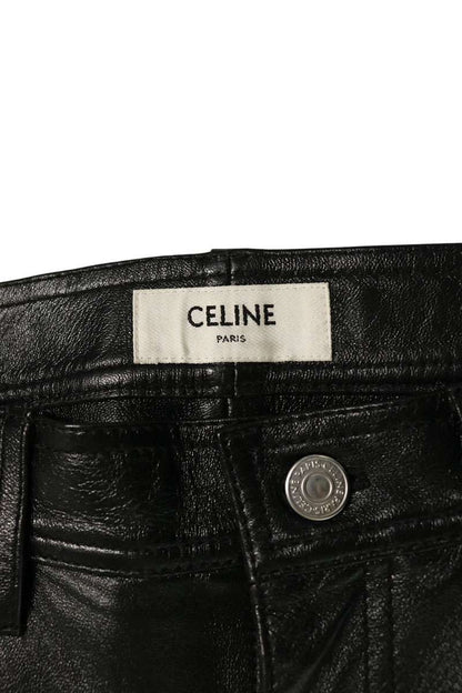 CELINE 5-Pocket Lamb Leather Pants Black Size 27