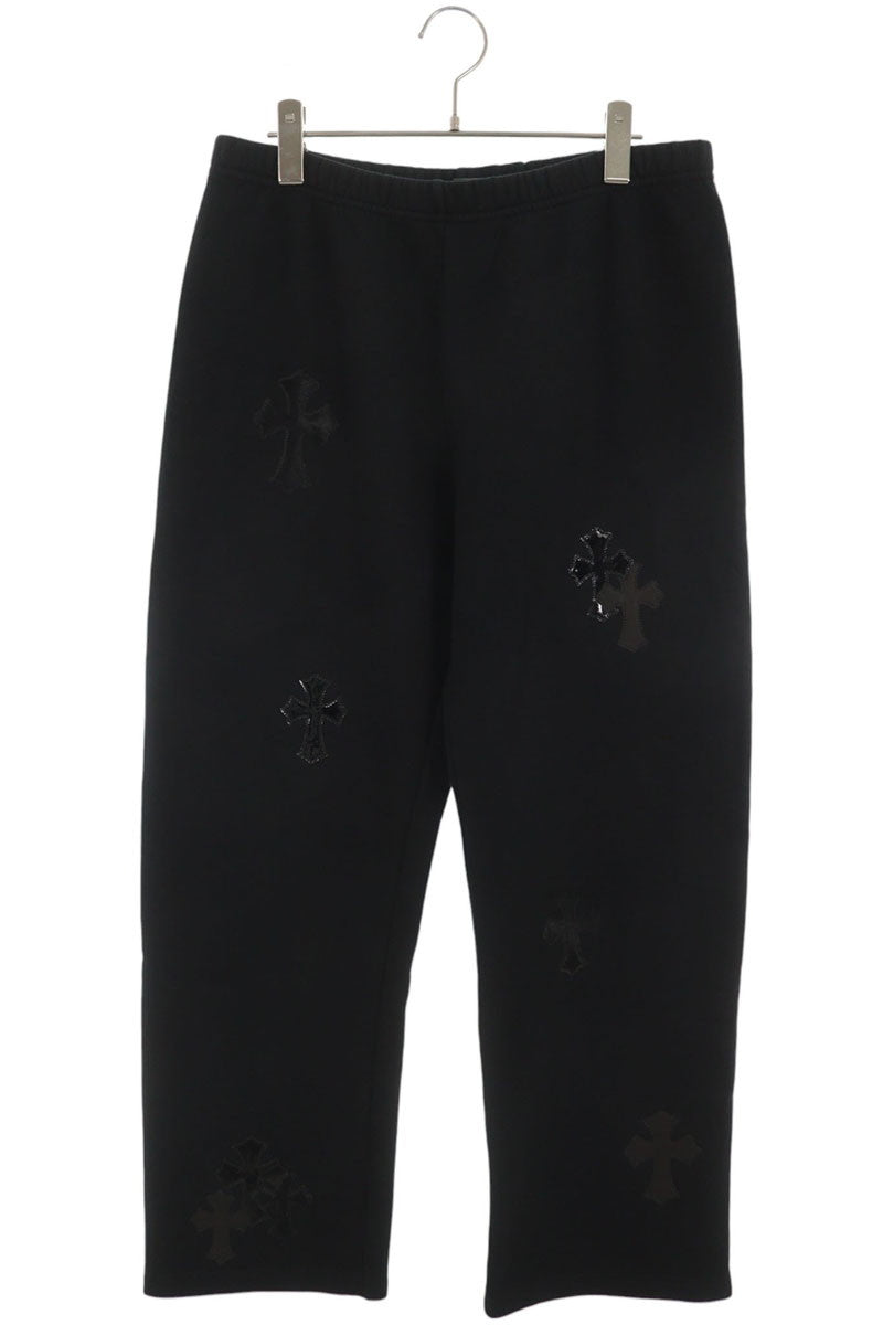 Chrome Hearts Y NOT Leather Cross Sweatpants Black Size M