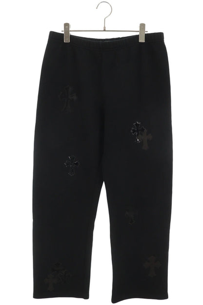 Chrome Hearts Y NOT Leather Cross Sweatpants Black Size M