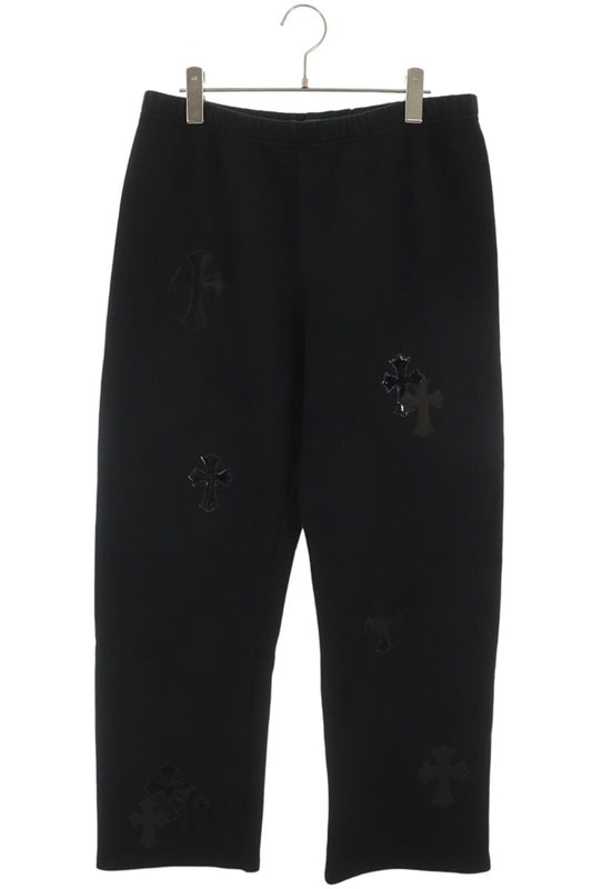 Chrome Hearts Y NOT Leather Cross Sweatpants Black Size M
