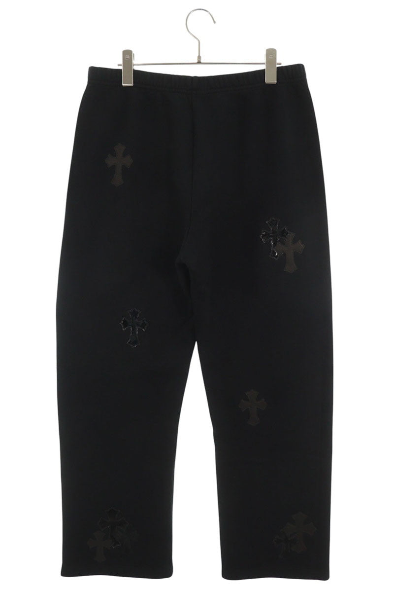 Chrome Hearts Y NOT Leather Cross Sweatpants Black Size M