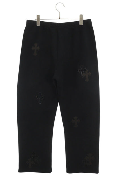 Chrome Hearts Y NOT Leather Cross Sweatpants Black Size M