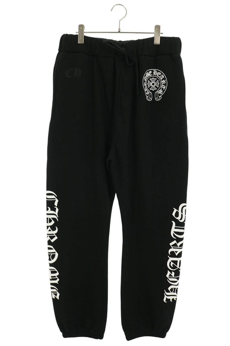 Chrome Hearts Side Logo Print Cotton Sweatpants Black Size L