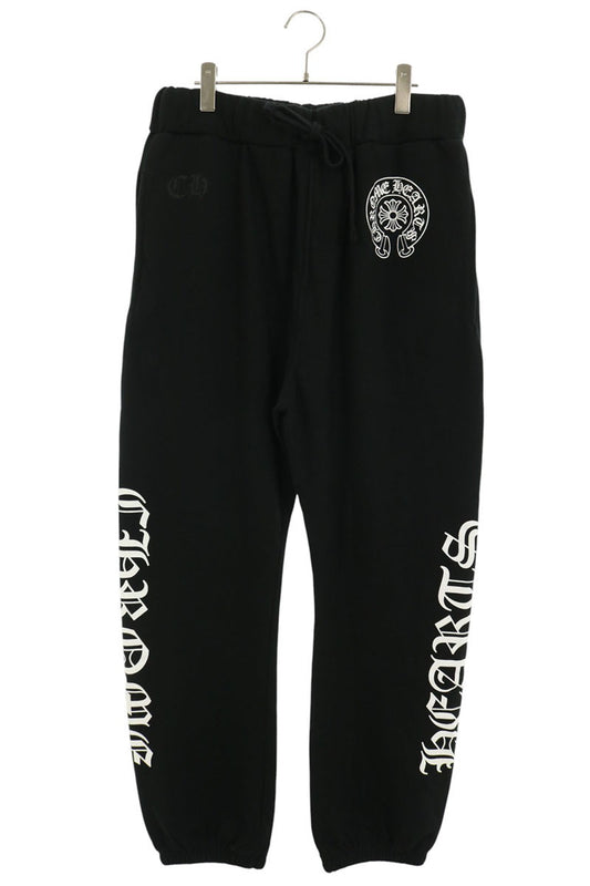 Chrome Hearts Side Logo Print Cotton Sweatpants Black Size L