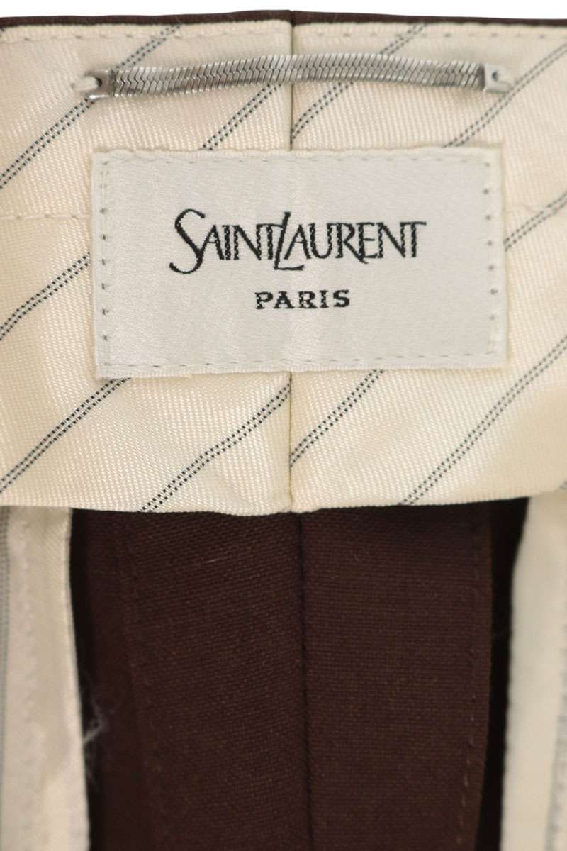 YVES SAINT LAURENT Brown Wool Pleated Trousers Size 46