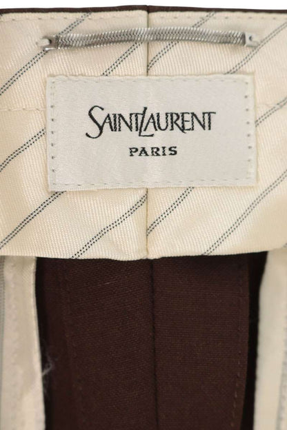 YVES SAINT LAURENT Brown Wool Pleated Trousers Size 46