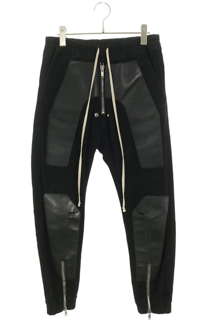 Rick Owens Larry Cargo Jog Leather Patch Pants Black Size 48