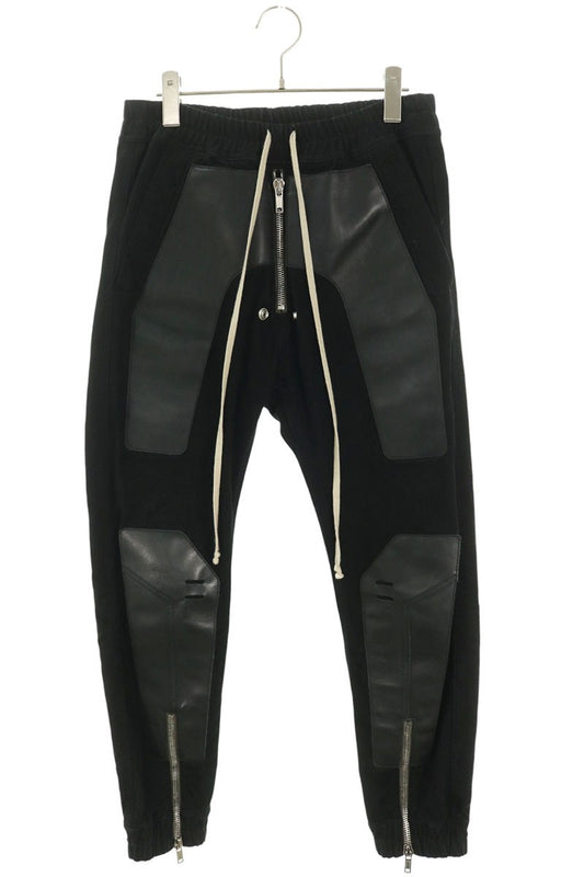Rick Owens Larry Cargo Jog Leather Patch Pants Black Size 48