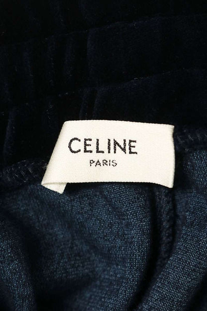 CELINE Triomphe Velour Track Pants Navy Blue Size XL